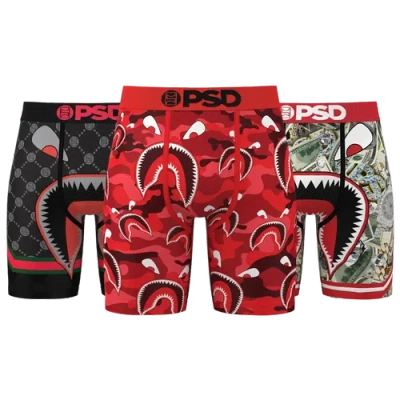 Psd Mens  Wf 3 Pack Underwear In Red/black/multi
