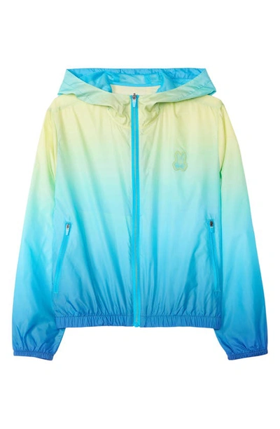 Psycho Bunny Kids' Ombré Water Repellent Zip-up Hooded Jacket In Atomic Blue