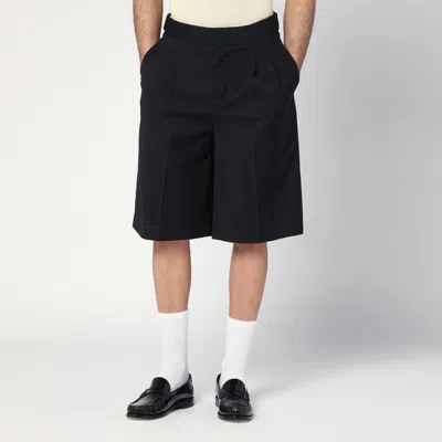 Pt Torino Black Bermuda Shorts In Wool Blend