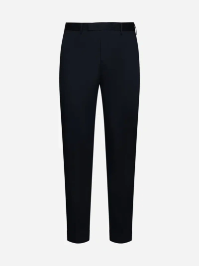 Pt Torino Dieci Stretch Cotton Trousers In Navy