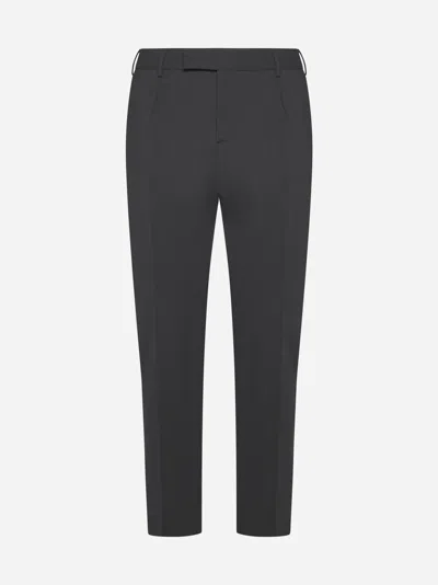 Pt Torino Dieci Stretch Wool-blend Trousers In Charcoal Grey