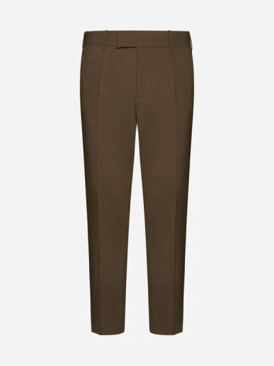 Pt Torino Dieci Stretch Wool-blend Trousers In Mid Brown