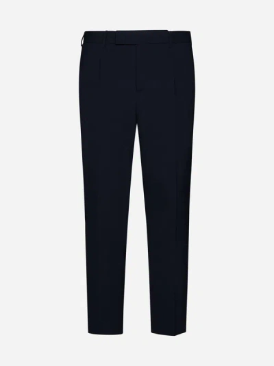 Pt Torino Dieci Stretch Wool-blend Trousers In Navy