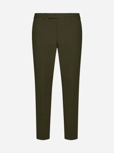 Pt Torino Dieci Stretch Wool Trousers In Military Green