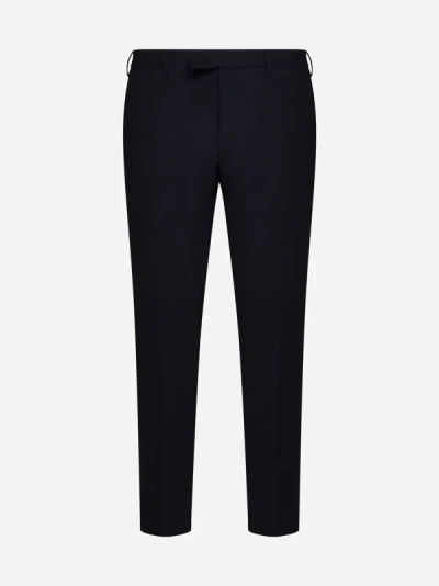 Pt Torino Dieci Stretch Wool Trousers In Navy