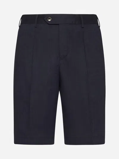 Pt Torino Linen Shorts In Navy
