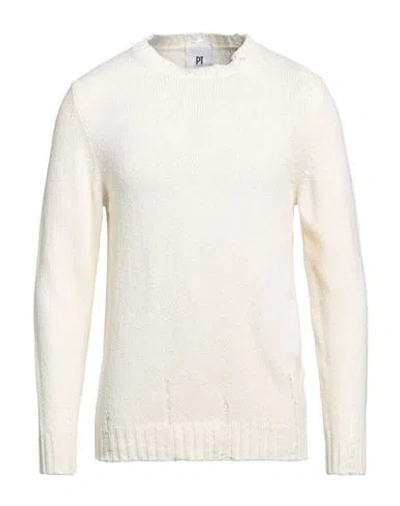Pt Torino Man Sweater Ivory Size 38 Cotton, Polyamide In White