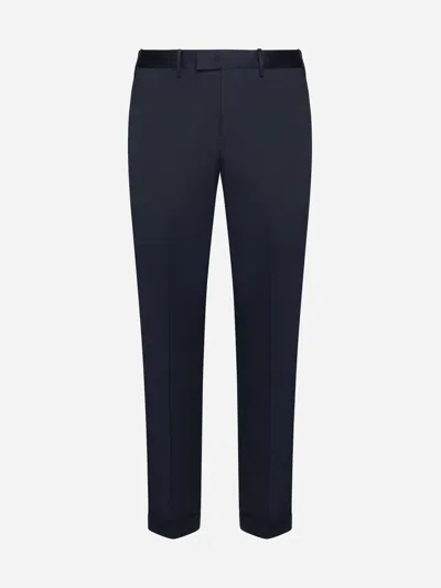 Pt Torino Master Stretch Cotton Trousers In Navy