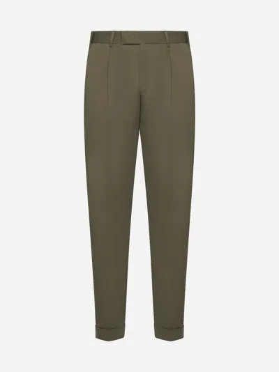 Pt Torino Rebel Stretch Cotton Trousers In Military