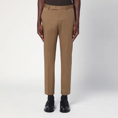Pt Torino Slim-fit Hazelnut-coloured Cotton Trousers In Beige