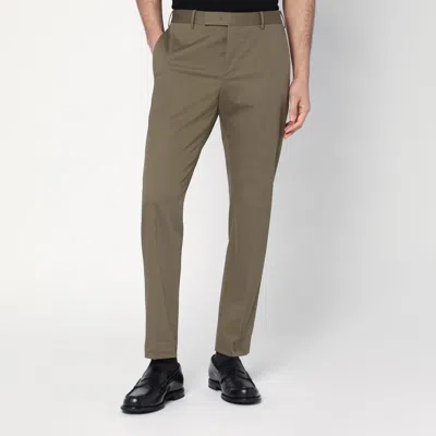 Pt Torino Slim-fit Military Green Trousers In Cotton