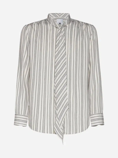 Pt Torino Tie-detail Pinstriped Viscose-blend Shirt In White,black