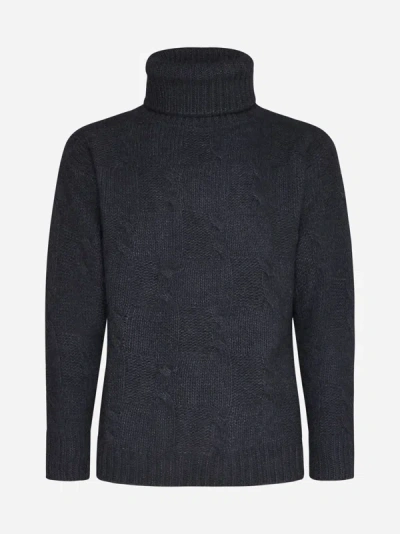 Pt Torino Wool And Alpaca-blend Turtleneck In Black