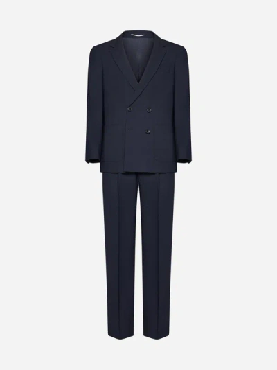 Pt Torino Wool-blend Double Breasted Suit In Navy
