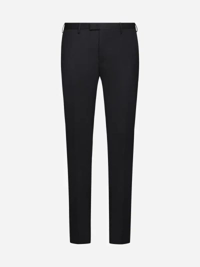 Pt Torino Wool-blend Skinny Trousers In Black