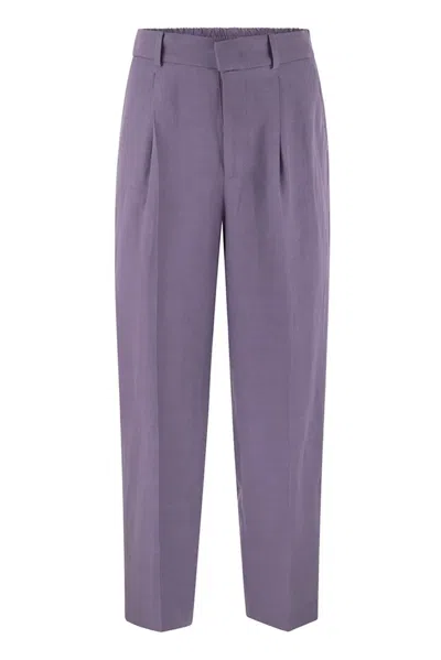 Pt01 Daisy - Viscose And Linen Trousers In Purple