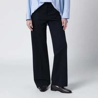 Pt01 Francoise Blue Cotton Blend Trousers