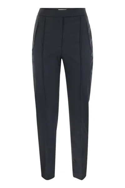 Pt01 Frida - Cotton And Silk Trousers With Pleat In Blue