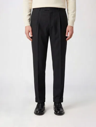 Pt01 Stretch Virgin Wool Tailored Trousers In Black