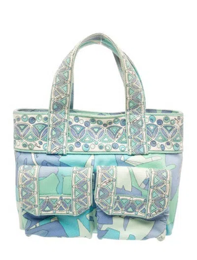 Pre-owned Pucci Canvas Tote In Blue