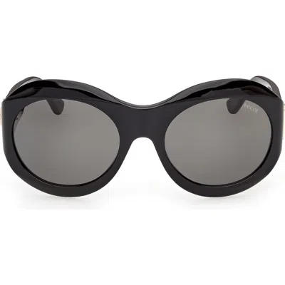 Pucci Emilio  58mm Round Sunglasses In Shiny Black/smoke Lens