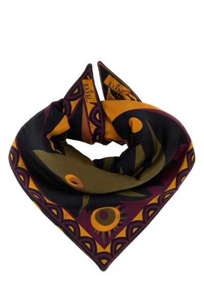 Pucci Emilio  Printed Silk Foulard Scarf In Purple