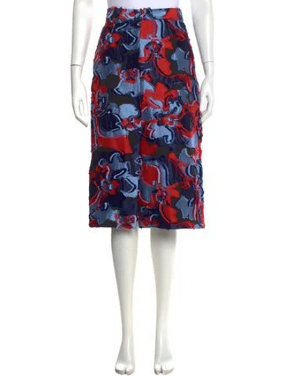 Pre-owned Pucci Floral Print Midi Length Skirt In Blue