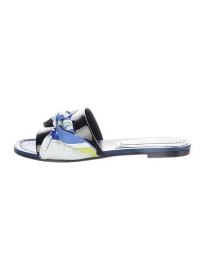 Pre-owned Pucci Leather Printed Slides In Silver