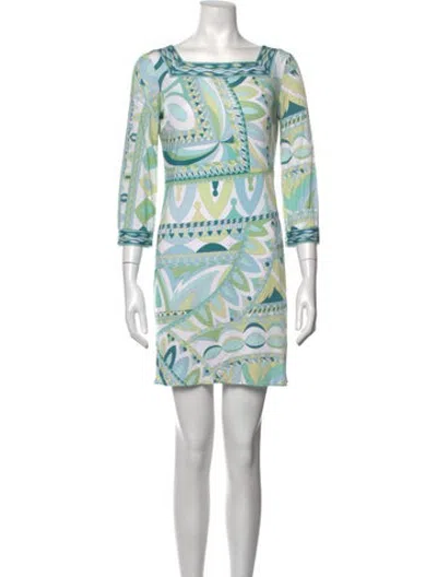 Pre-owned Pucci Patterned Mini Dress In Green