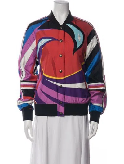 Pre-owned Pucci Printed Bomber Jacket W/ Tags In Red