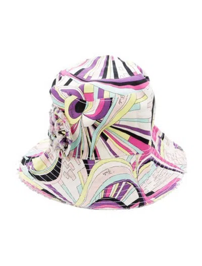 Pre-owned Pucci Printed Canvas Bucket Hat In Pink