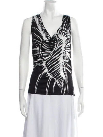 Pre-owned Pucci Printed Cowl Neck Top In Black