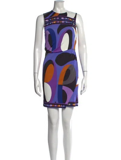 Pre-owned Pucci Printed Mini Dress In Blue