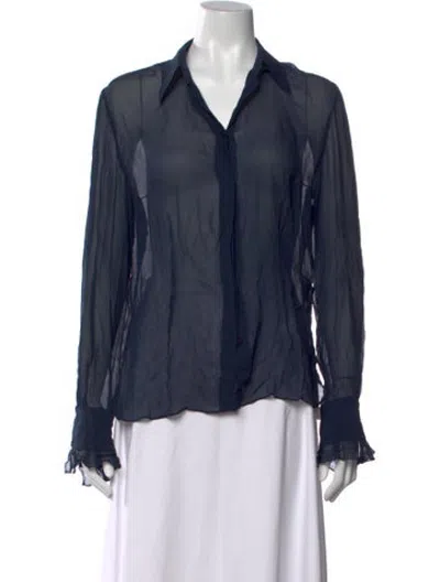 Pre-owned Pucci Silk Long Sleeve Blouse In Blue
