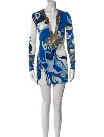 Pre-owned Pucci Silk Mini Dress In Blue