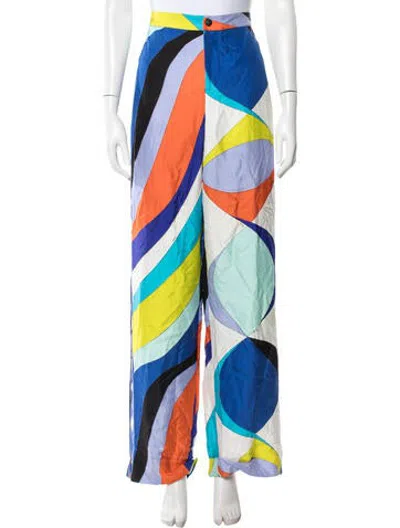 Pre-owned Pucci Silk Wide Leg Pants In Blue