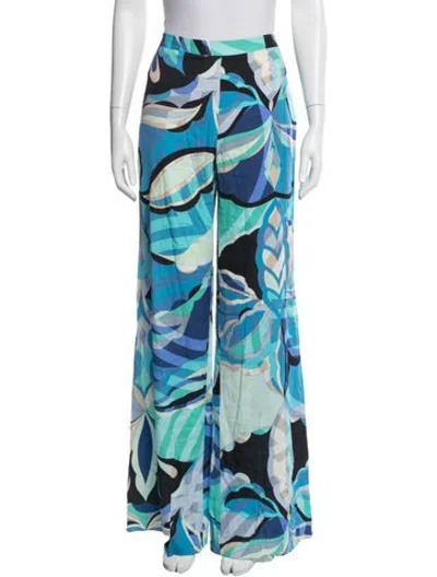 Pre-owned Pucci Silk Wide Leg Pants In Blue