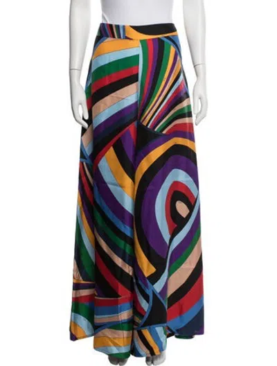 Pre-owned Pucci Silk Wide Leg Pants In Blue