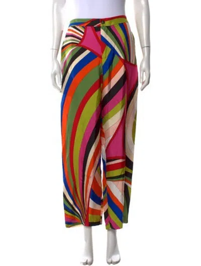 Pre-owned Pucci Silk Wide Leg Pants In Orange