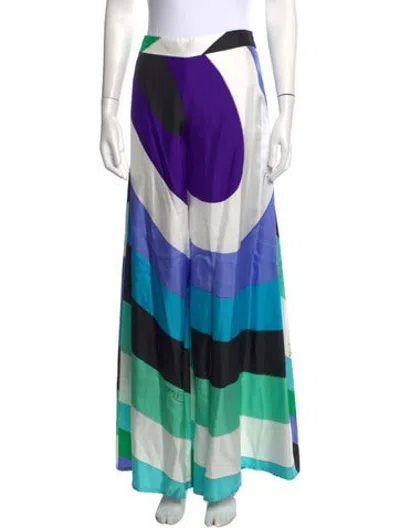 Pre-owned Pucci Silk Wide Leg Pants W/ Tags In Green