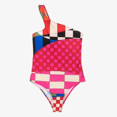 Pucci Teen Girls Pink Giardino One Shoulder Swimsuit