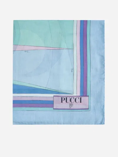Pucci Very Vivara Print Cotton Sarong In Blue