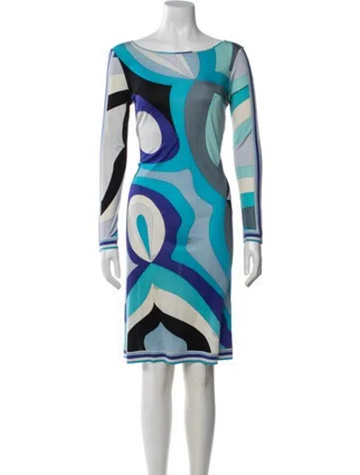 Pre-owned Pucci Vintage Midi Length Dress In Blue