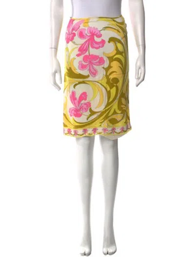 Pre-owned Pucci Vintage Midi Length Skirt In Yellow