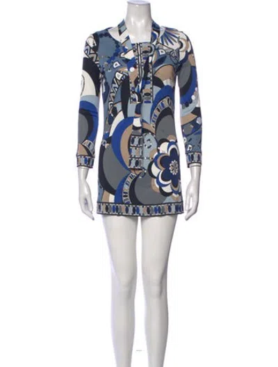 Pre-owned Pucci Vintage Mini Dress In Blue