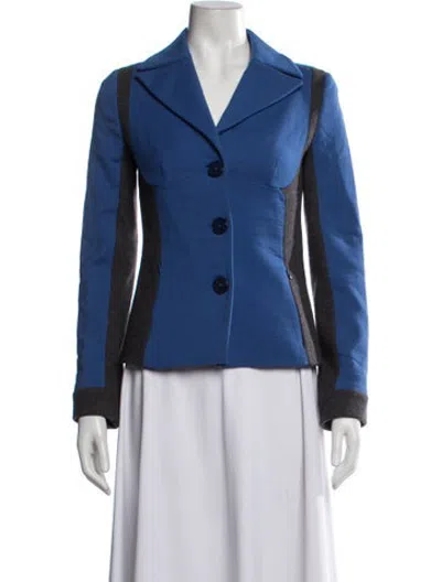 Pre-owned Pucci Virgin Wool Colorblock Pattern Blazer In Blue