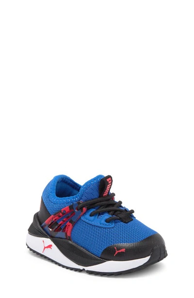 Puma Kids' Pacer Future Splatter Sneaker In Victoria Blue- Black-red