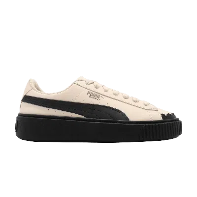 Pre-owned Puma Wmns Basket Platform Scallop In White
