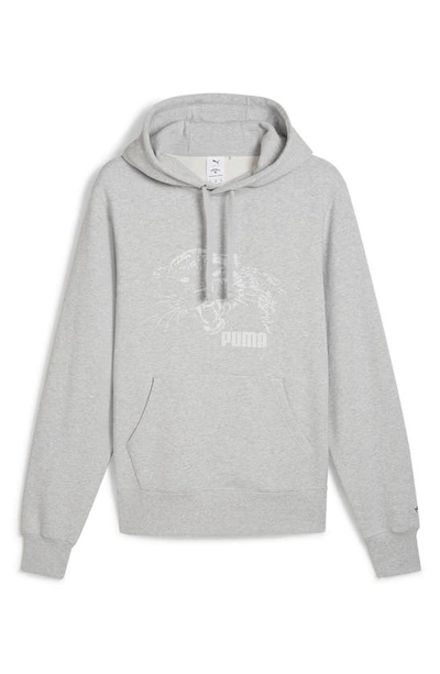 Puma X Noah Logo Graphic Hoodie In Light Grey Heather