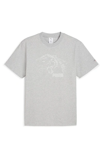 Puma X Noah Logo Graphic T-shirt In Light Grey Heather
